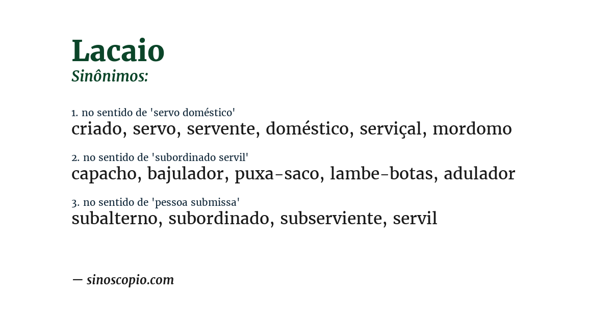 Sinônimo de lacaio