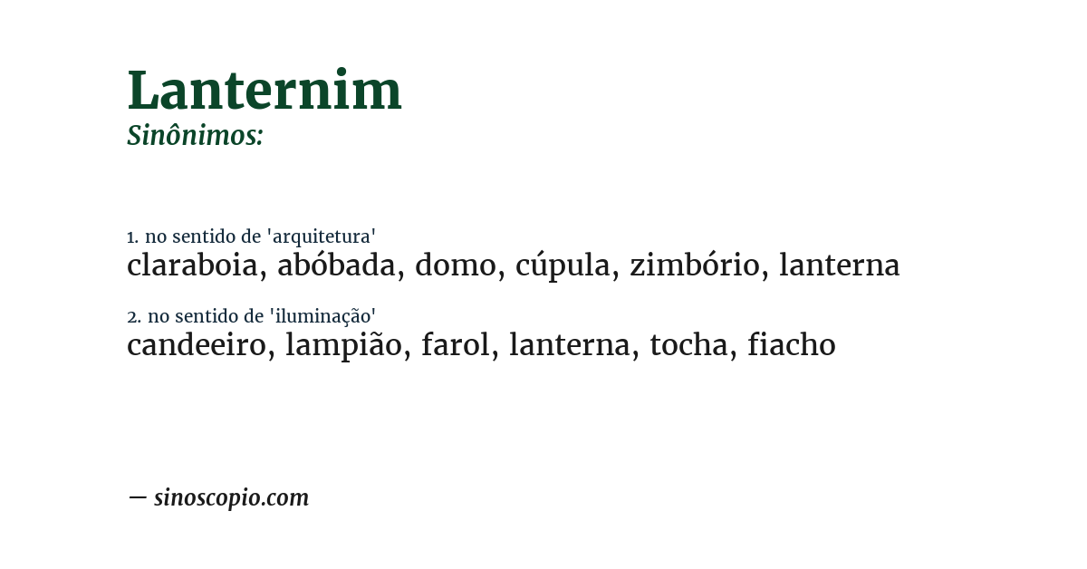 Sinônimo de lanternim