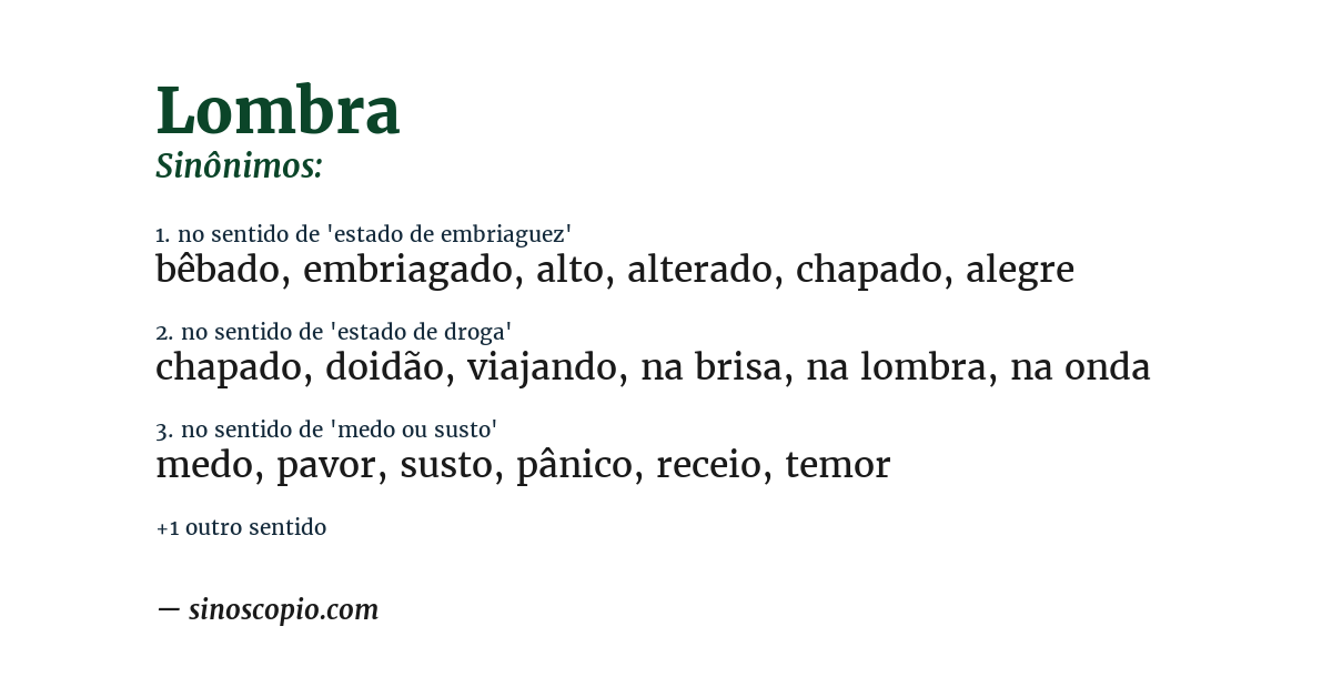 Sinônimo de lombra