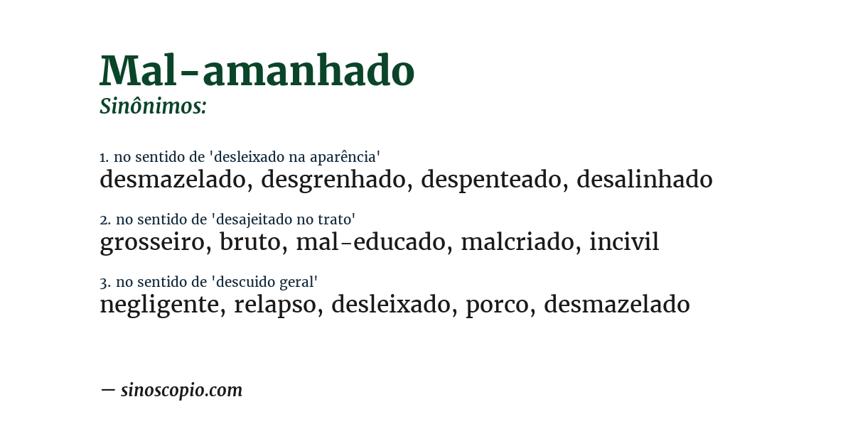 Sinônimo de mal-amanhado