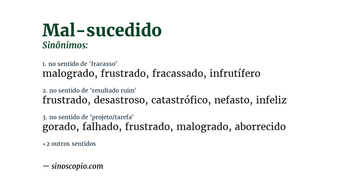 Sinônimo de mal-sucedido