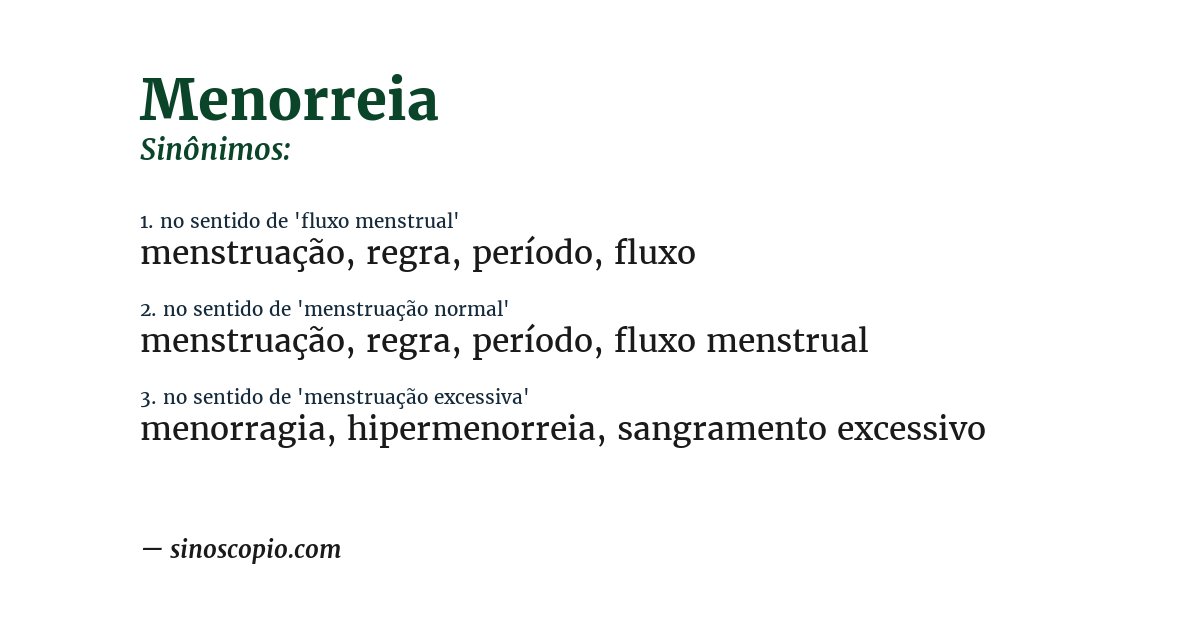 Sinônimo de menorreia