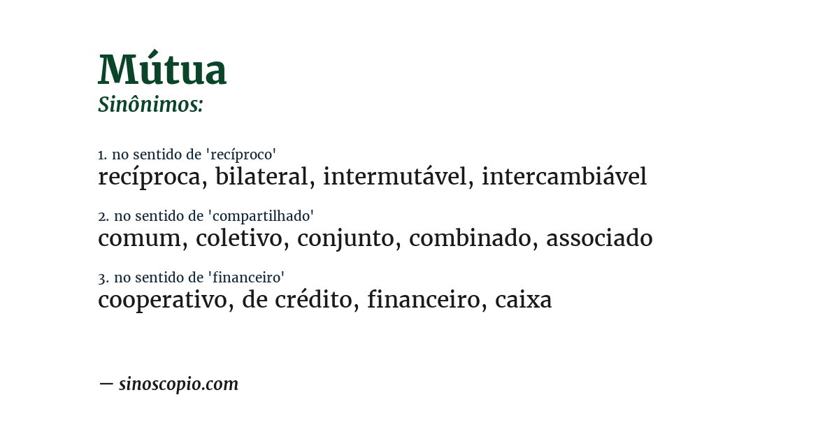 Sinônimo de mútua