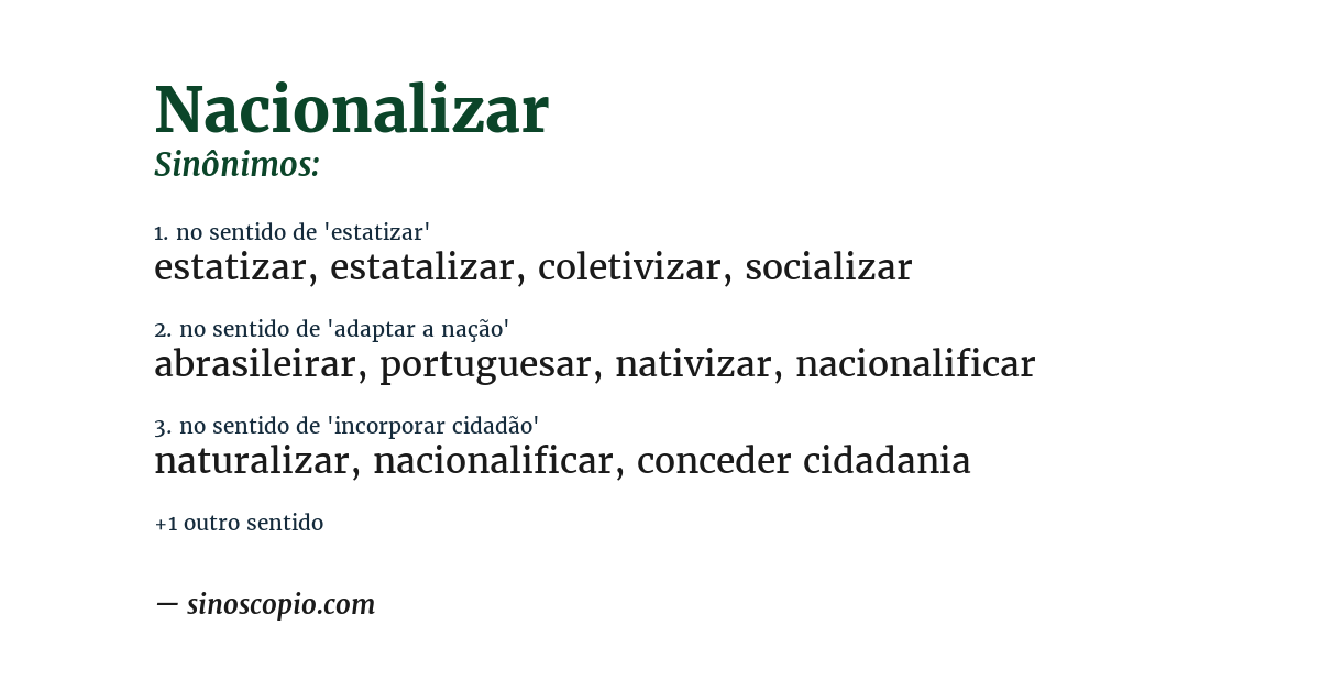 Sinônimo de nacionalizar