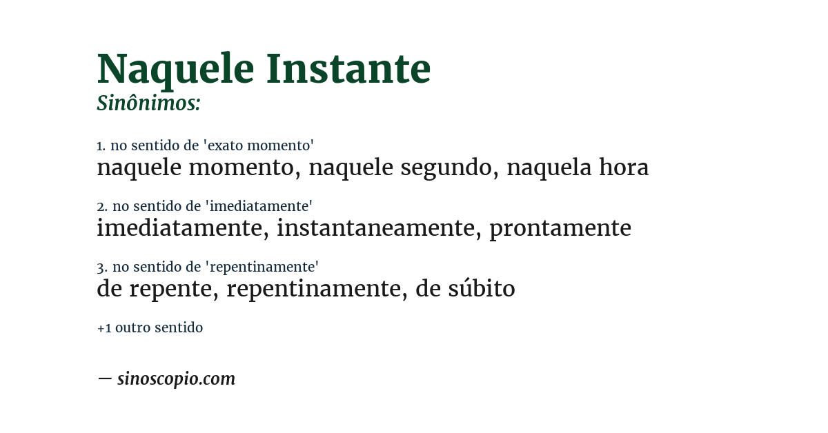 Sinônimo de naquele instante