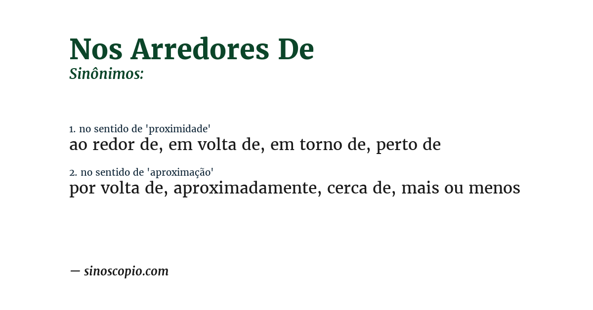Sinônimo de nos arredores de