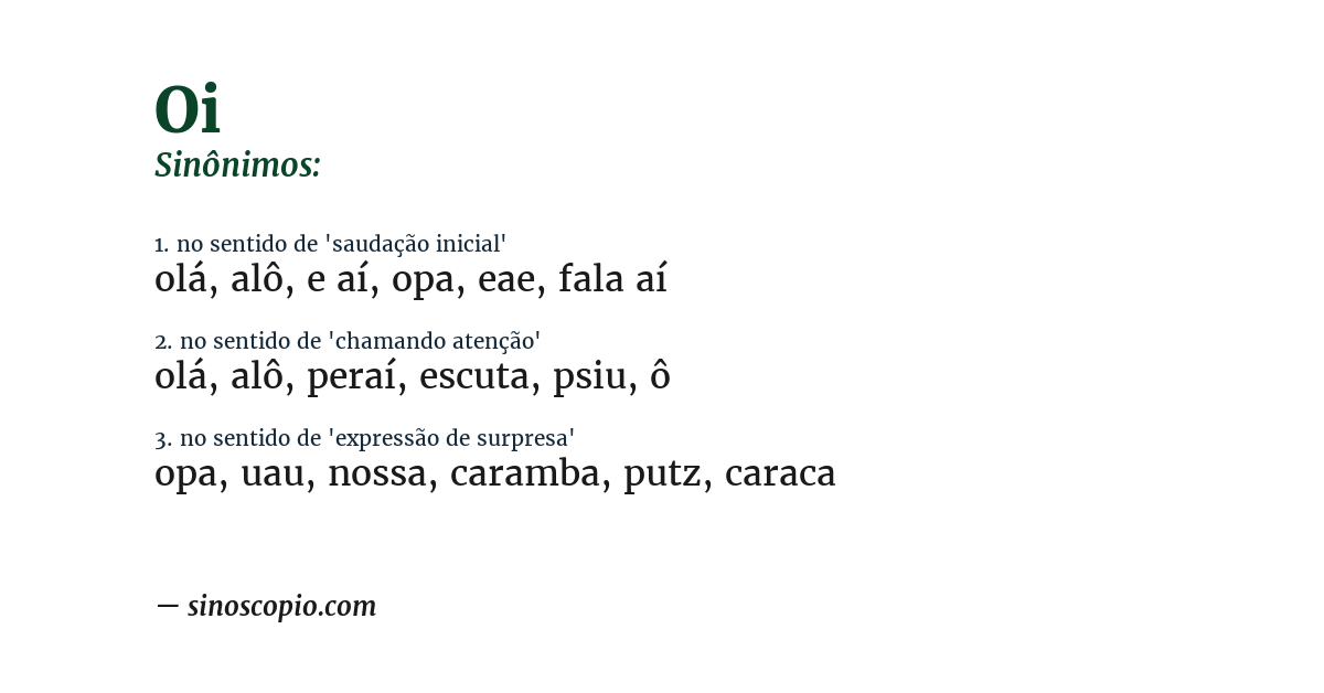 Sinônimo de oi