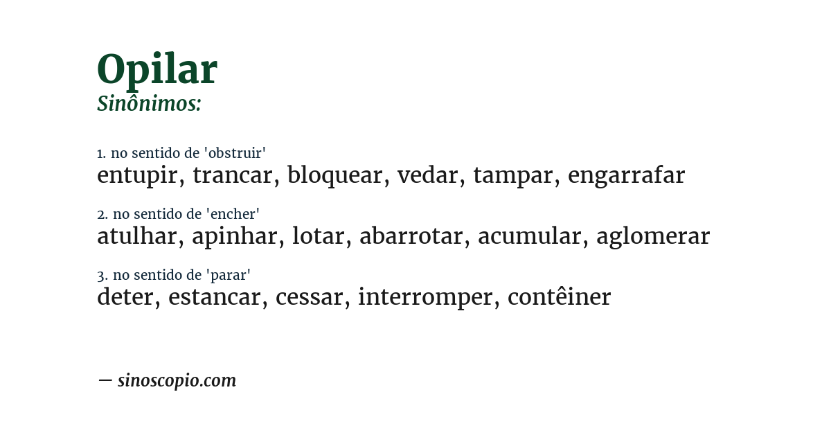 Sinônimo de opilar