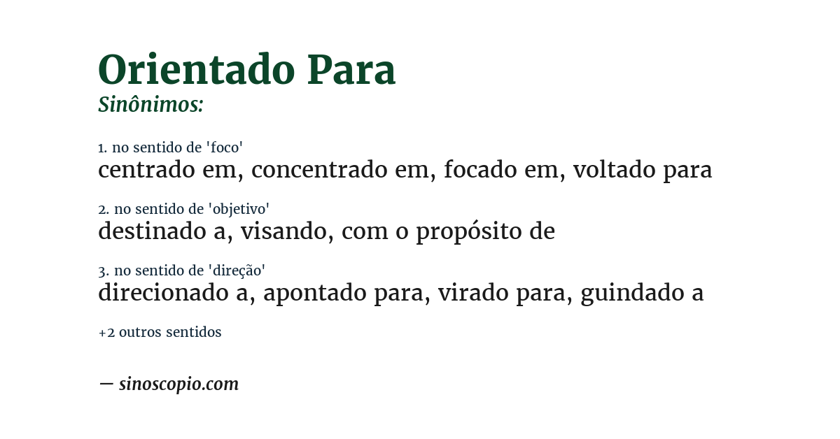Sinônimo de orientado para