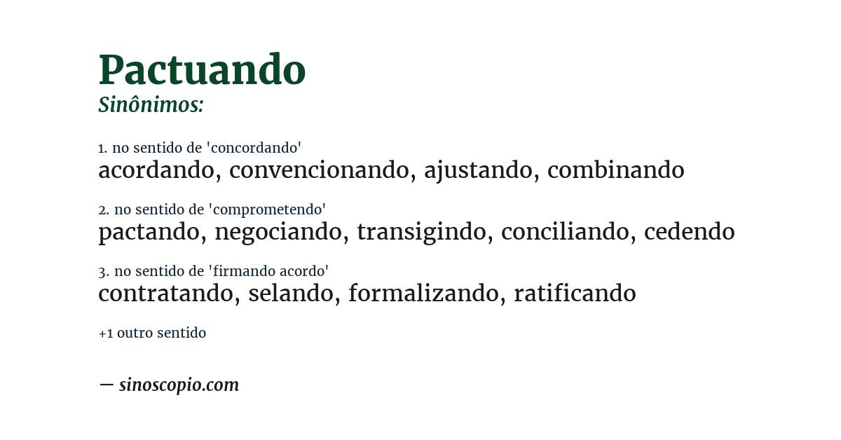 Sinônimo de pactuando