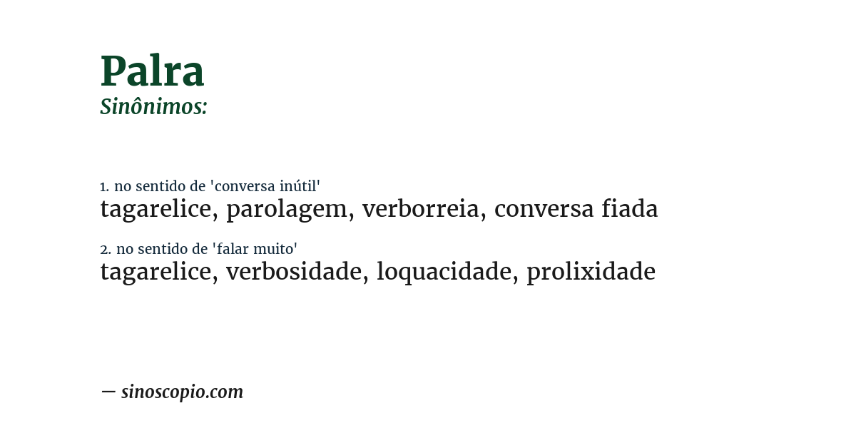 Sinônimo de palra