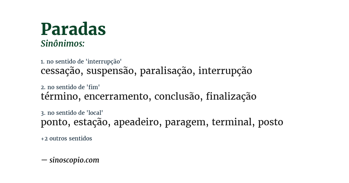 Sinônimo de paradas
