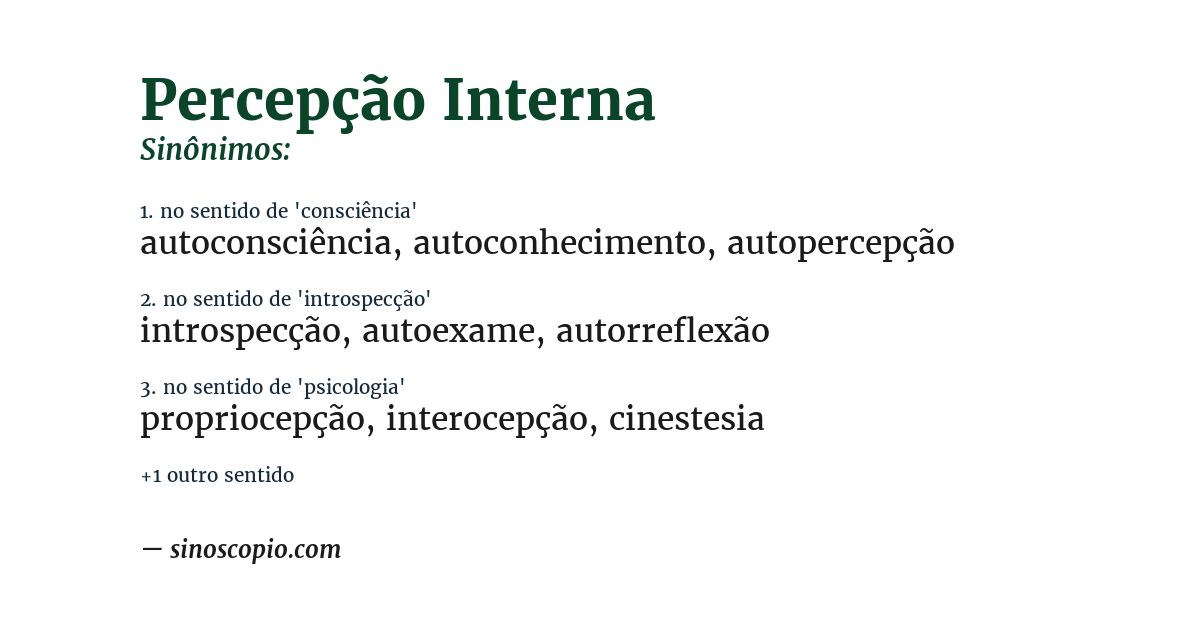 Sinônimo de percepção interna