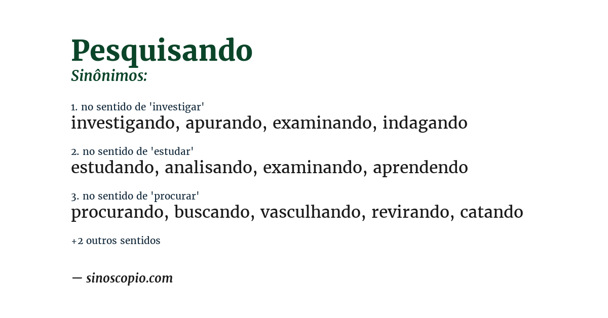 Sinônimo de pesquisando