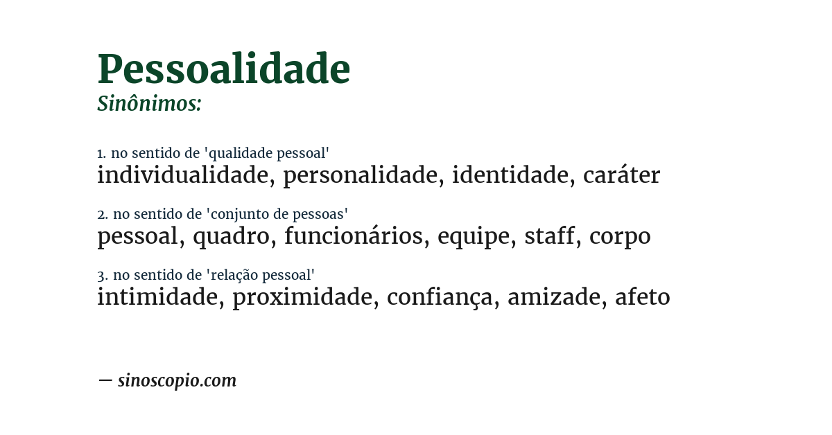 Sinônimo de pessoalidade