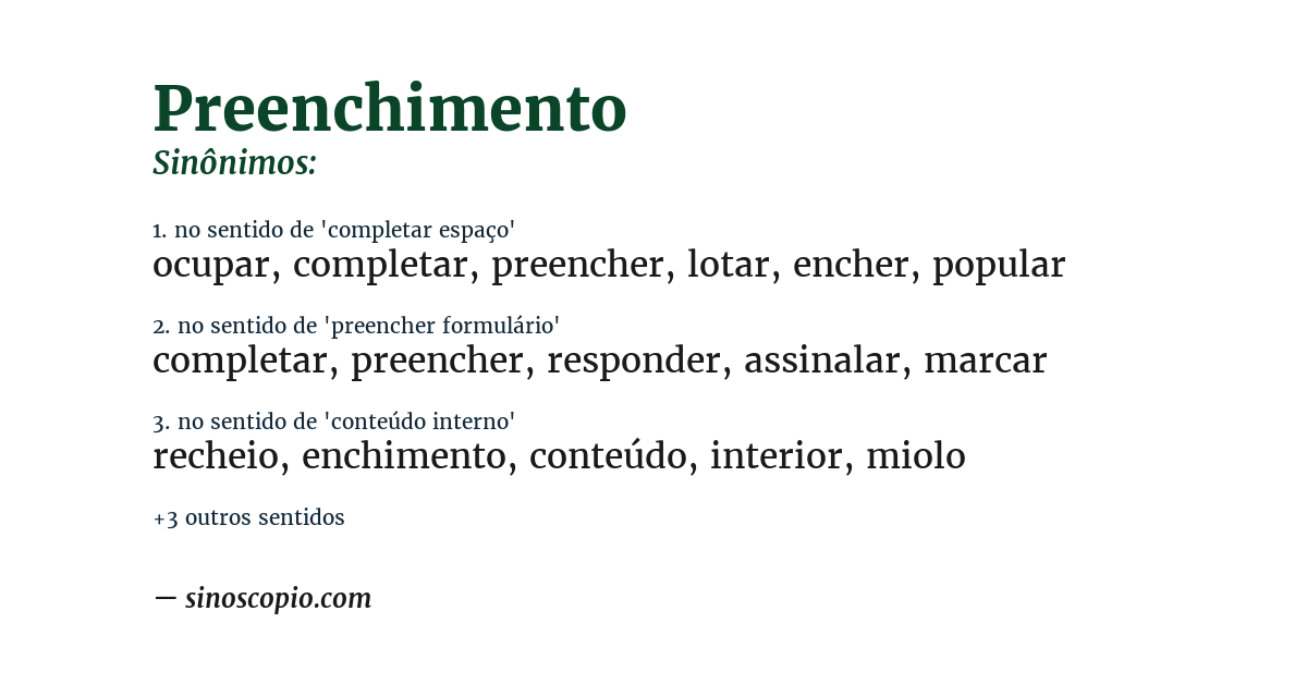 Sinônimo de preenchimento