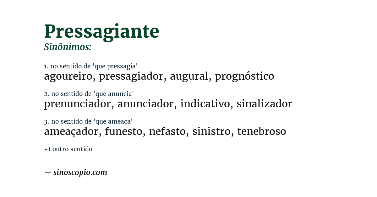 Sinônimo de pressagiante