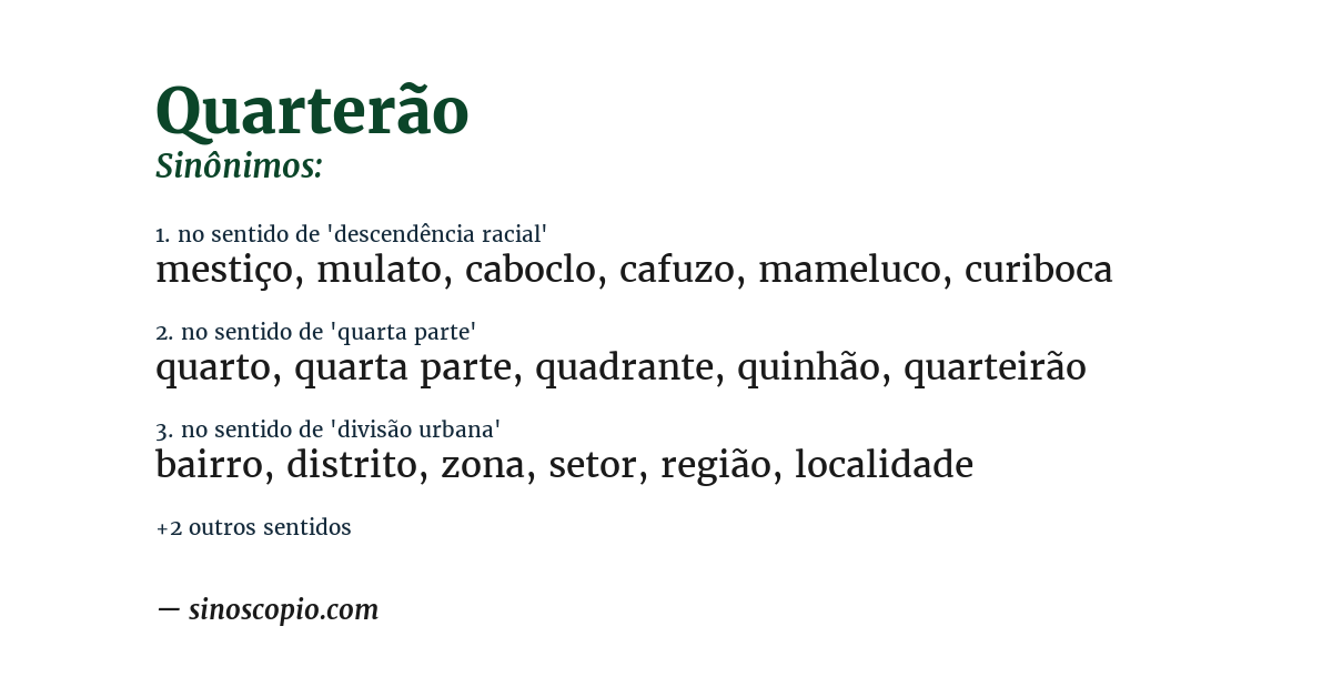 Sinônimo de quarterão