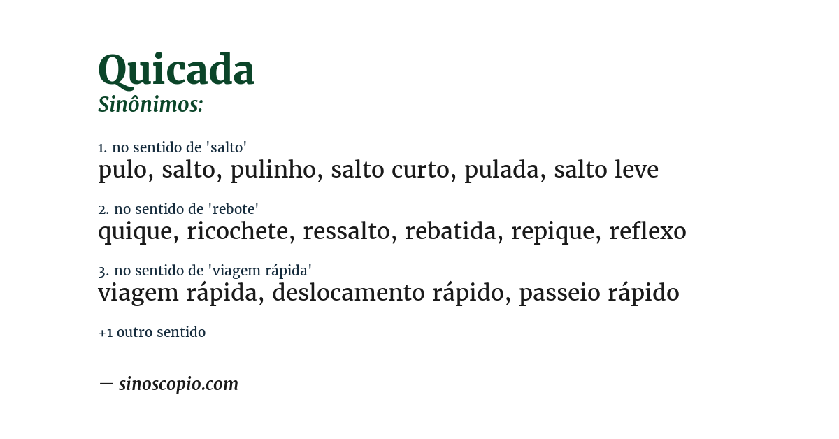 Sinônimo de quicada