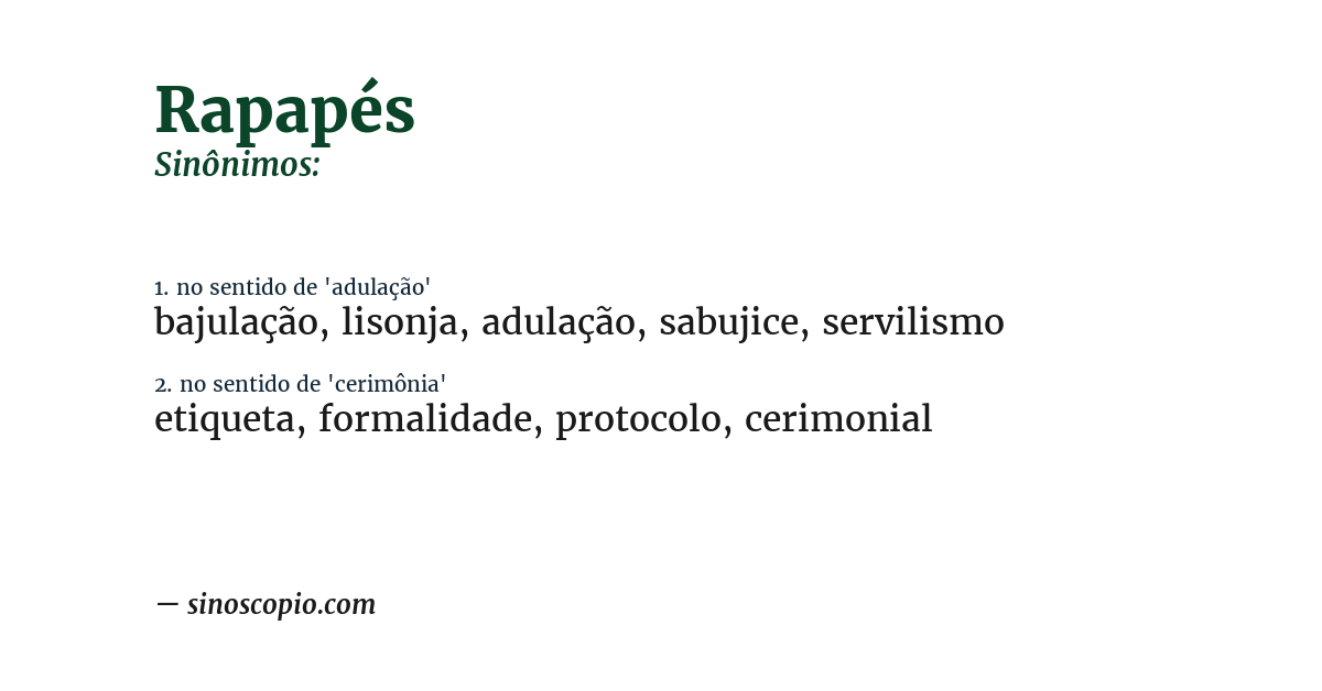 Sinônimo de rapapés