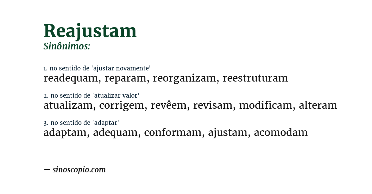 Sinônimo de reajustam