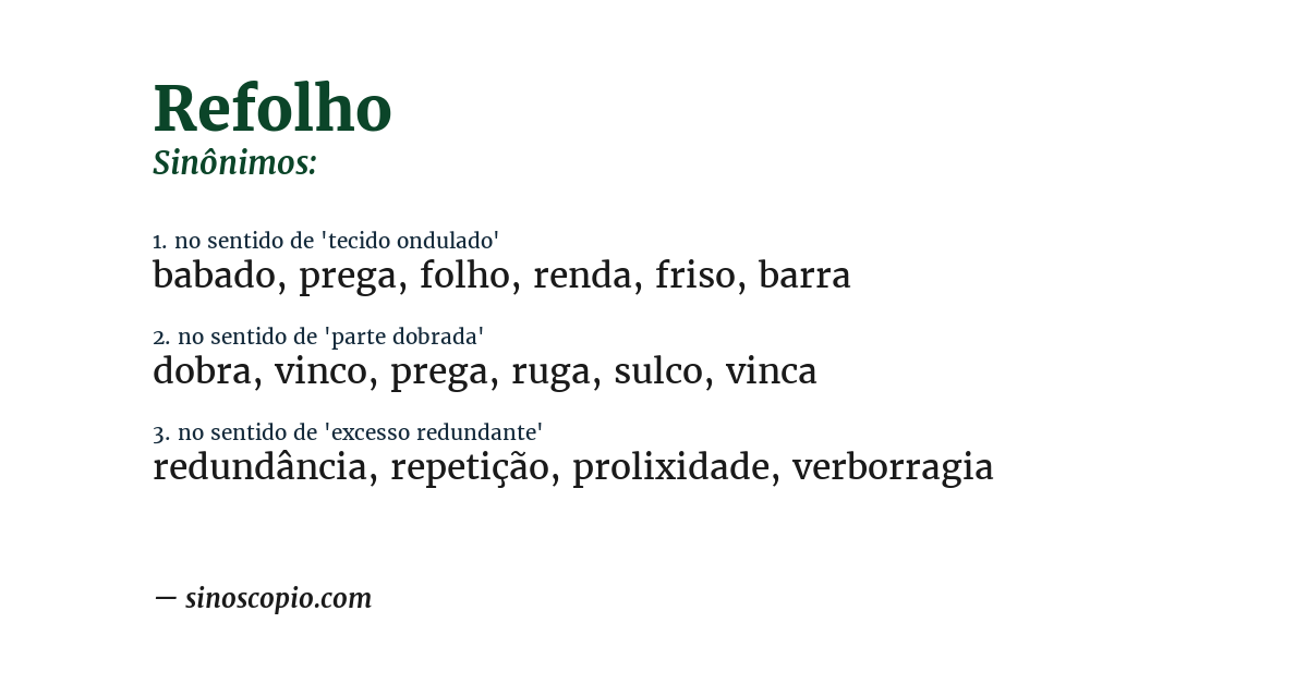 Sinônimo de refolho