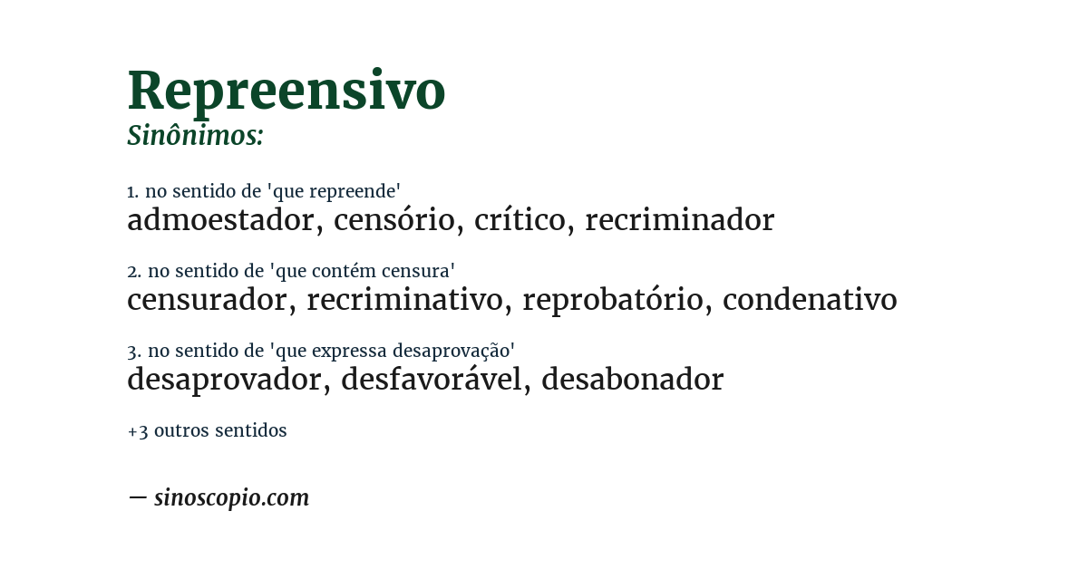 Sinônimo de repreensivo