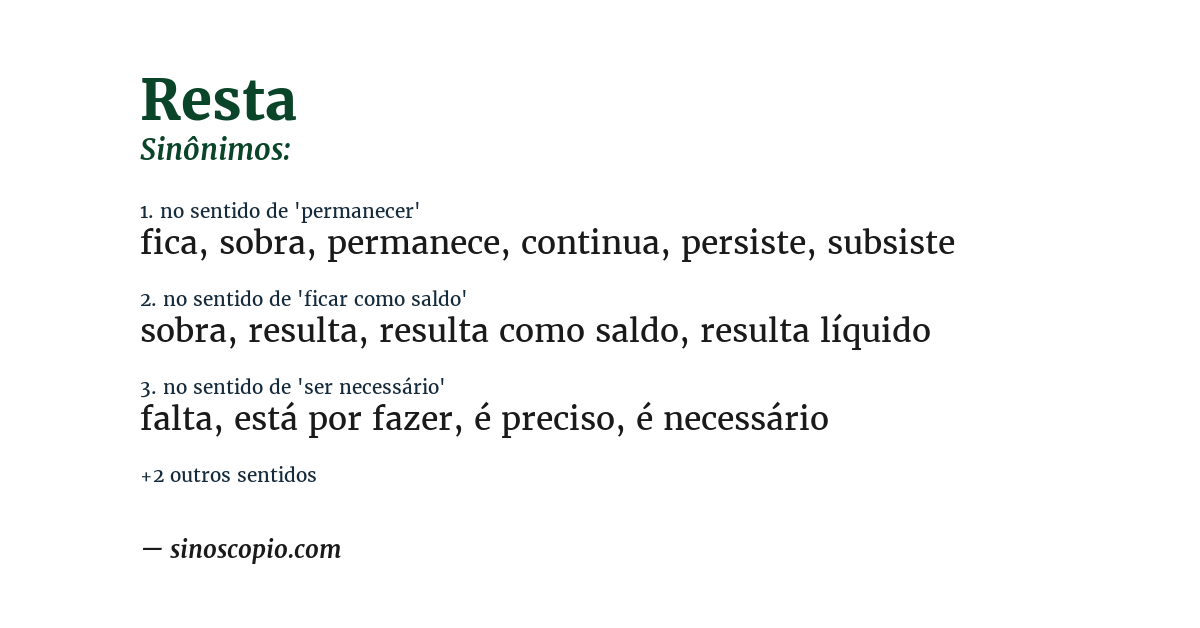 Sinônimo de resta