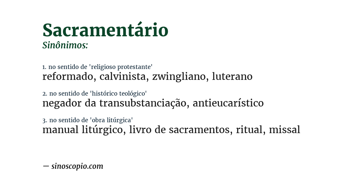 Sinônimo de sacramentário