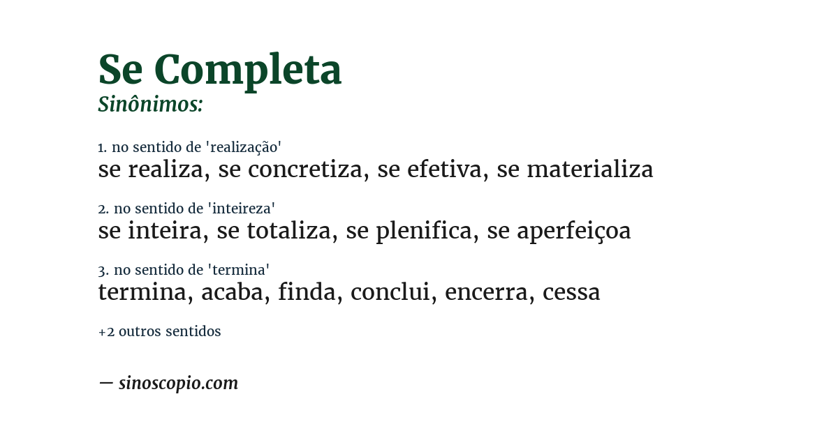 Sinônimo de se completa