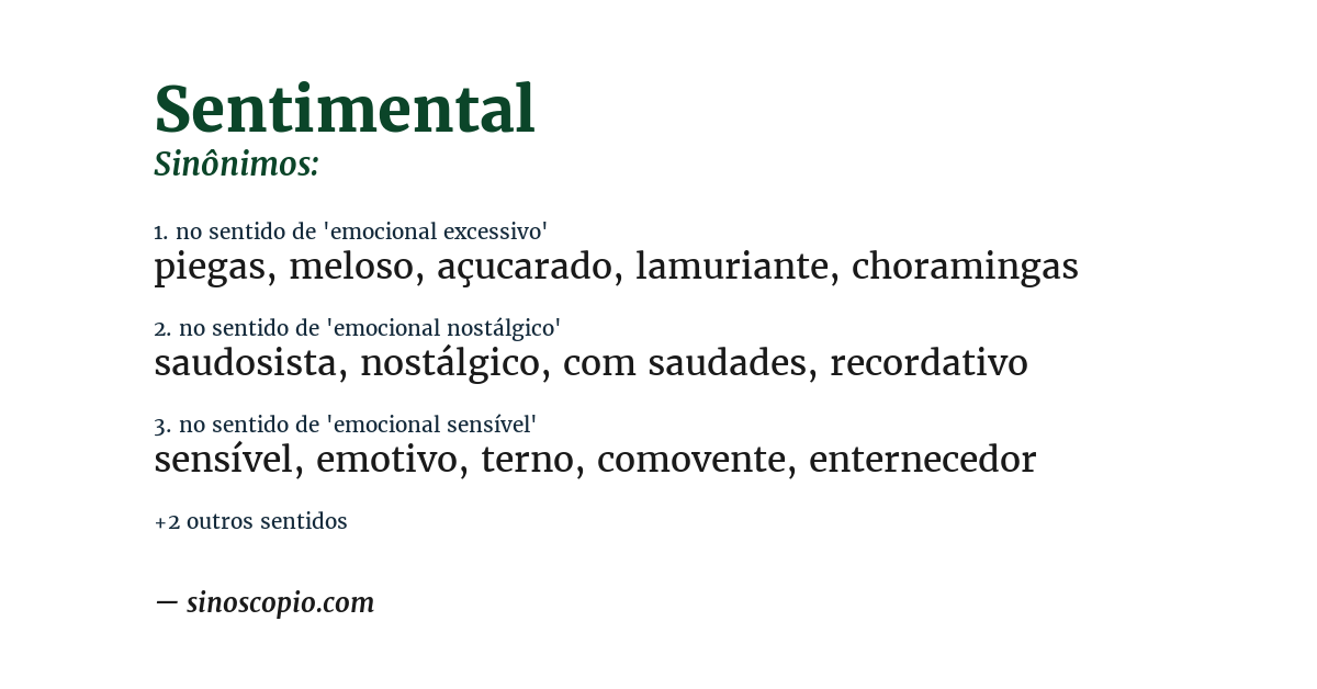 Sinônimo de sentimental