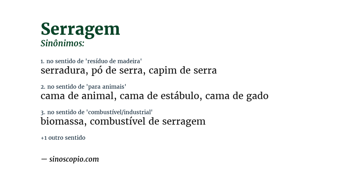 Sinônimo de serragem
