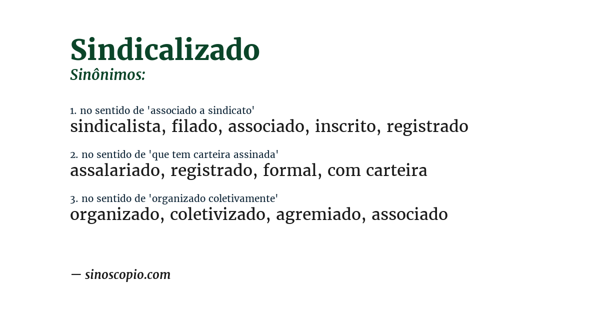 Sinônimo de sindicalizado
