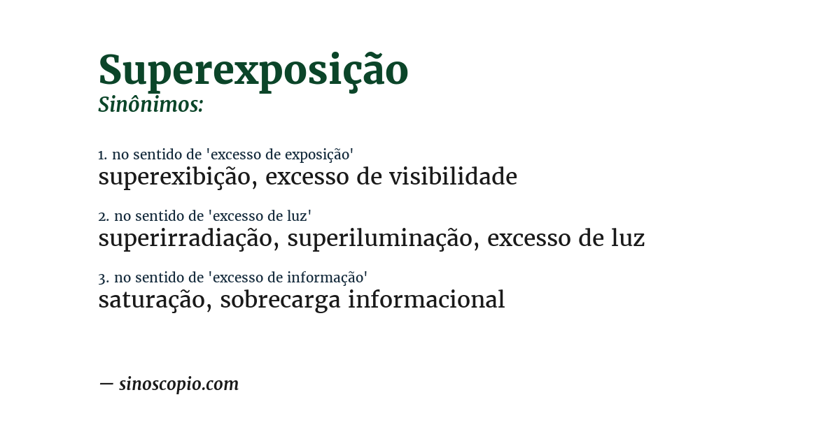 Sinônimo de superexposição