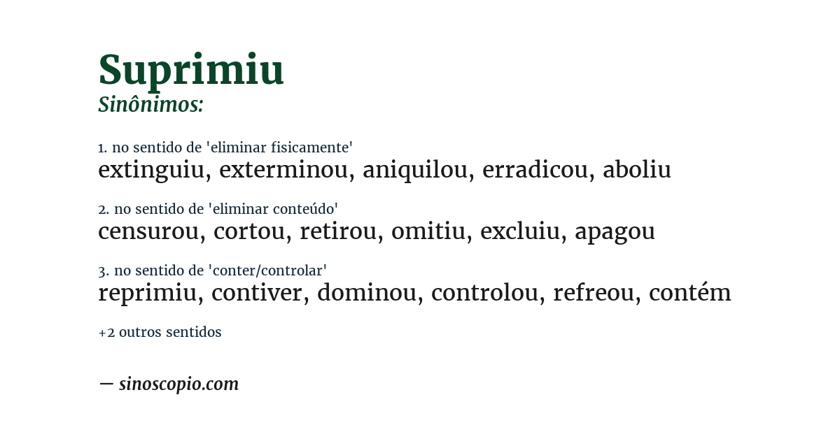 Sinônimo de suprimiu