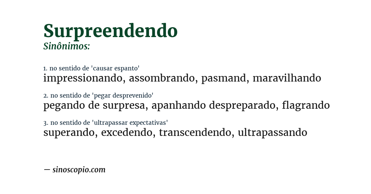 Sinônimo de surpreendendo