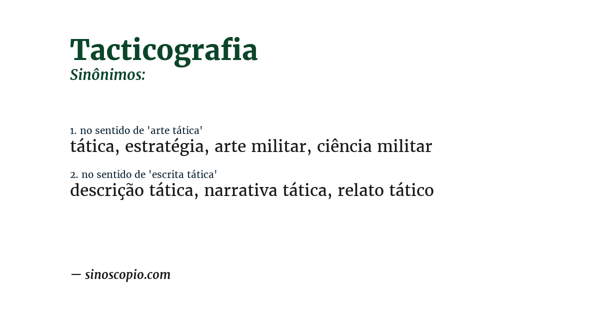 Sinônimo de tacticografia
