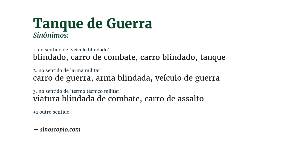 Sinônimo de tanque de guerra
