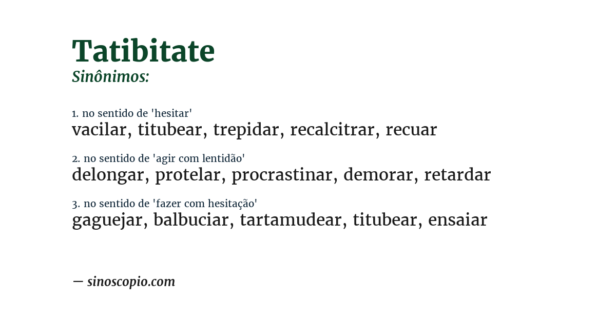 Sinônimo de tatibitate