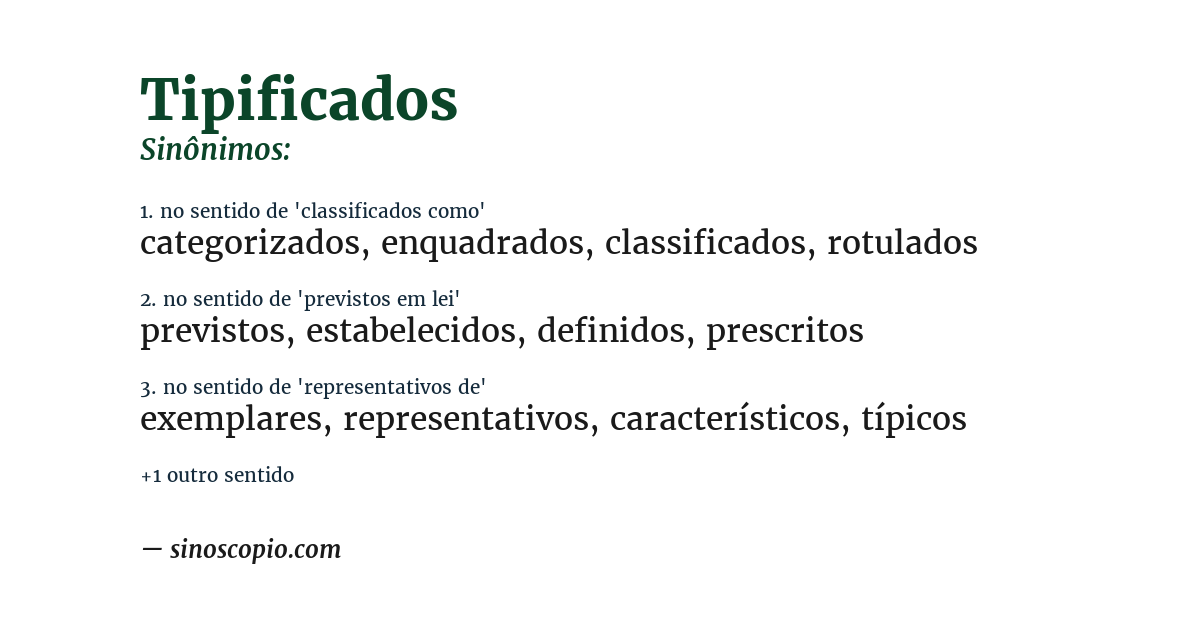 Sinônimo de tipificados