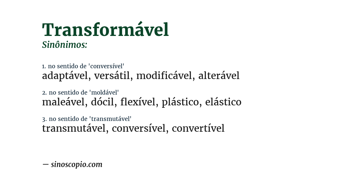 Sinônimo de transformável