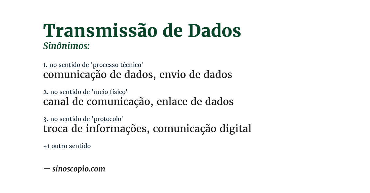 Sinônimo de transmissão de dados