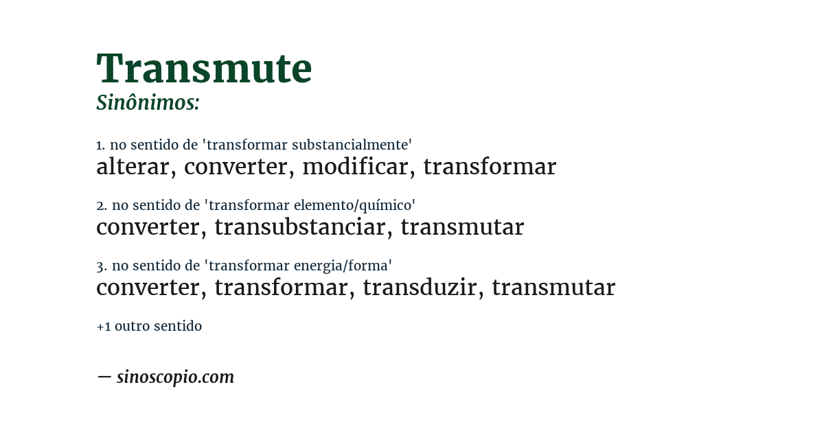 Sinônimo de transmute