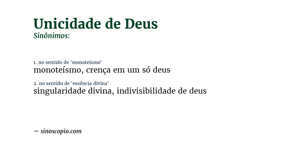 Sinônimo de unicidade de deus