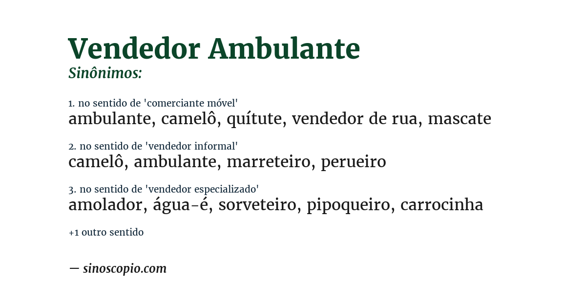 Sinônimo de vendedor ambulante
