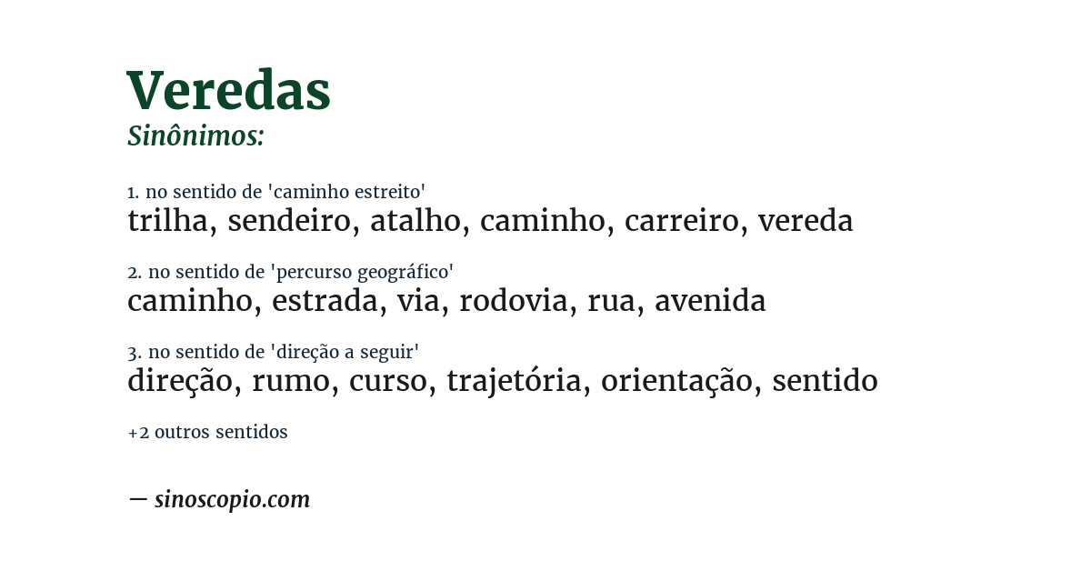 Sinônimo de veredas