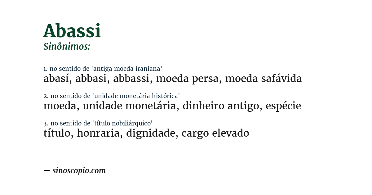 Sinônimo de abassi
