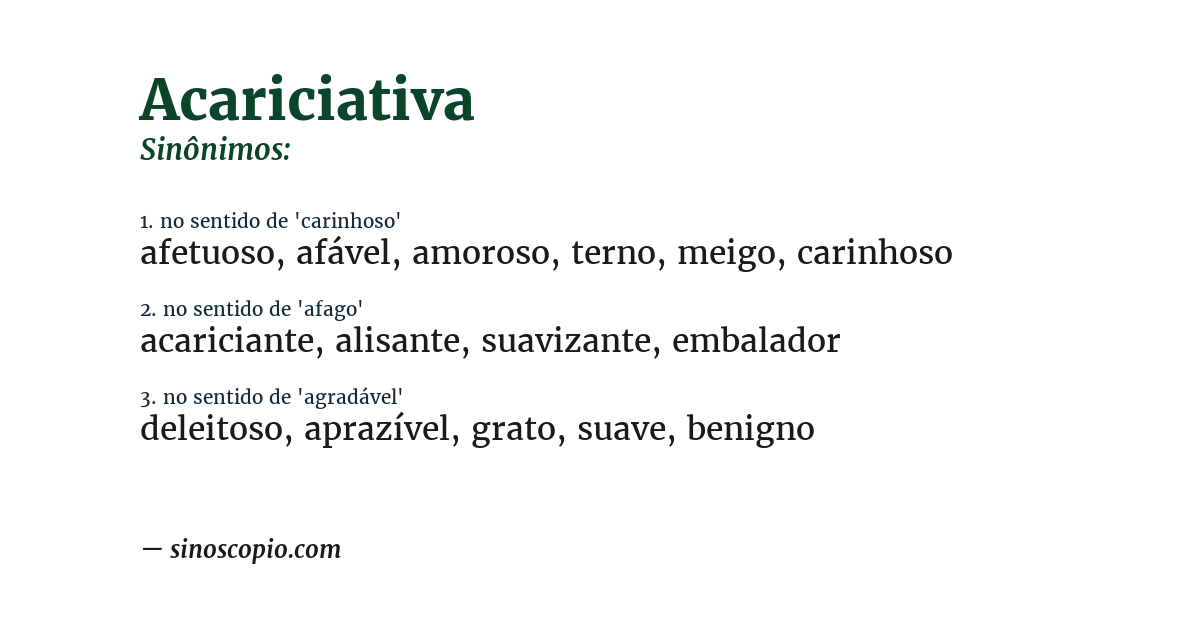 Sinônimo de acariciativa
