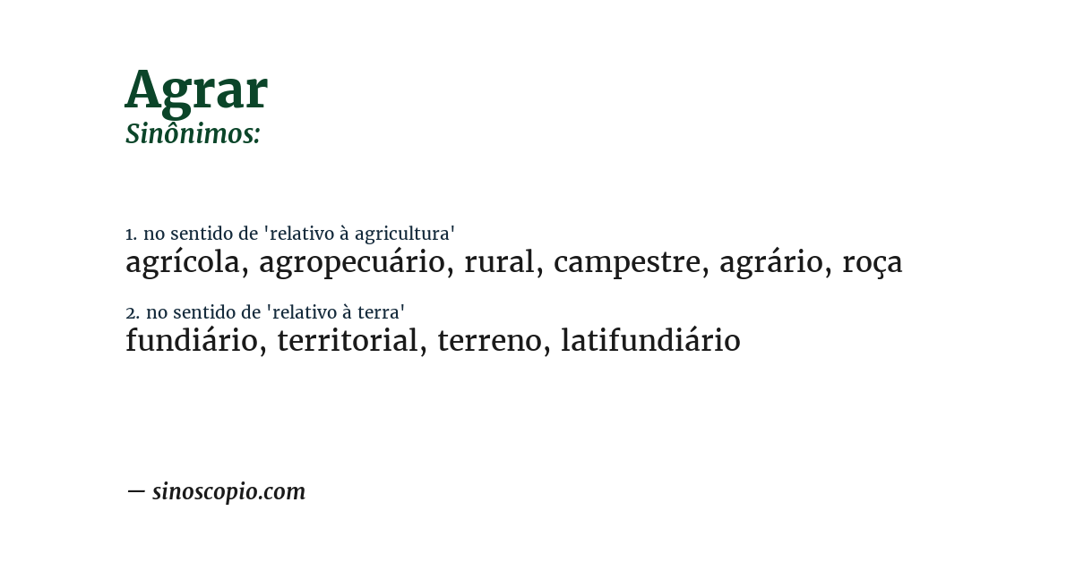 Sinônimo de agrar