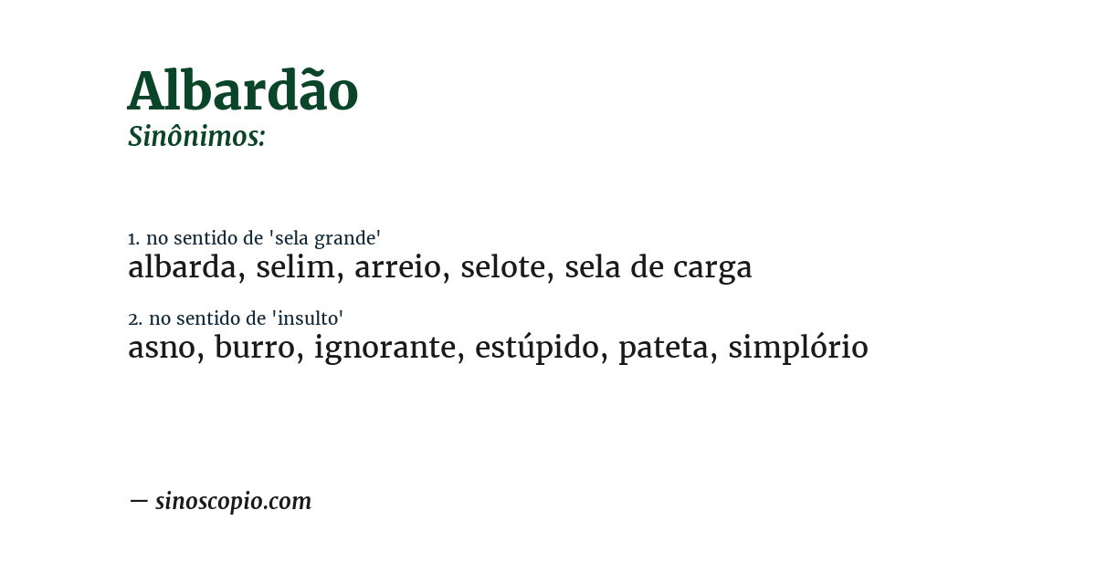 Sinônimo de albardão